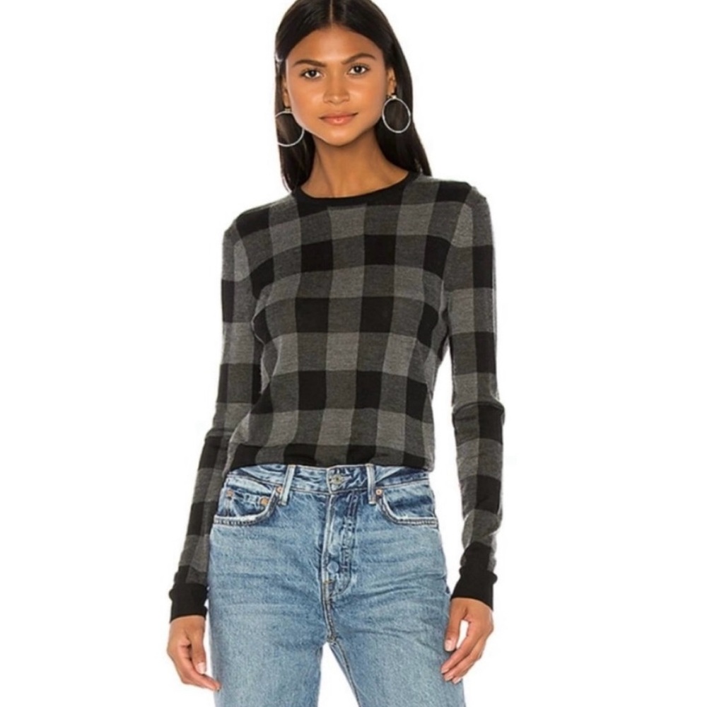 NWT - Theory Black and Gray Checkered Women's Sweater